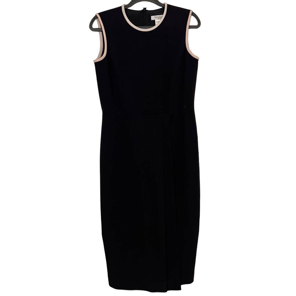 MAX MARA Navy Pink Ivory Sheath Farad Crepe Dress 8 - Picture 5 of 10